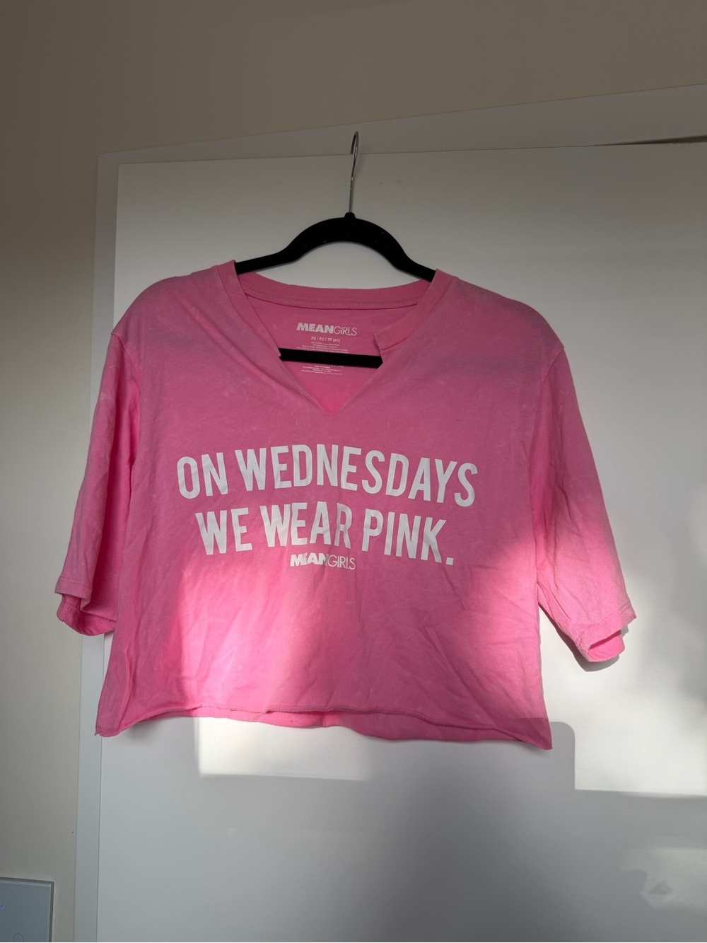 Mean Girls Pink Graphic Cropped Tee - "On Wednesdays We Wear Pink"